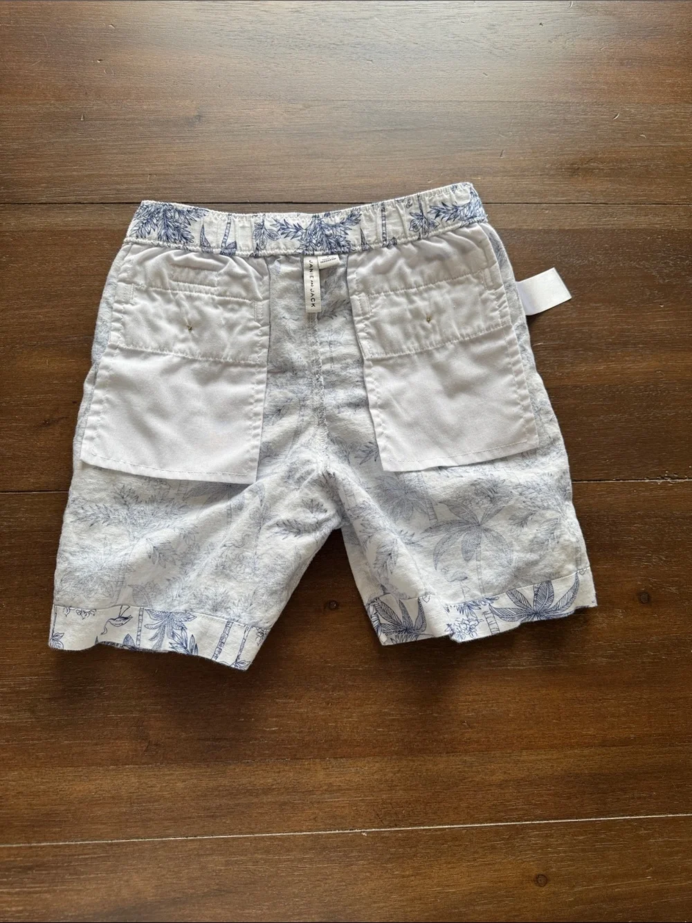 Size 7 Janie and Jack tropical set Linen-Cotton Cabana Shirt and shorts
